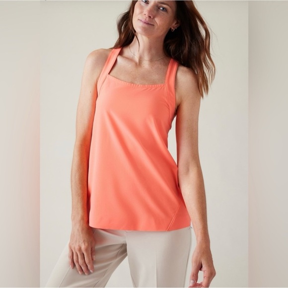 Athleta Arrival Tank Solid Orange Anti Wrinkle Breathable Stretch NWT - Picture 1 of 4